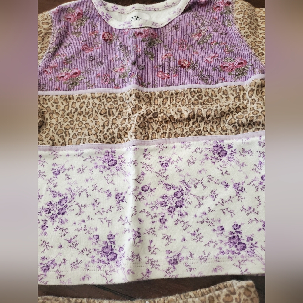 BABY GAP Toddler Purple Floral and Leopard Print Matching Set 18-24 Months - Picture 3 of 9